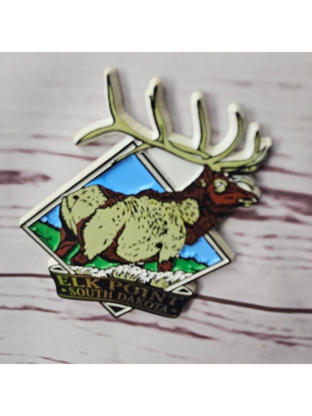 Elk Point South Dakota Souvenir Refrigerator Magnet With Elk Design